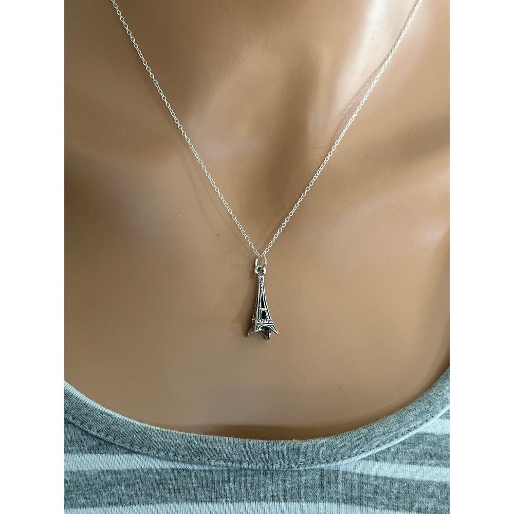 Sterling Silver Eiffel Tower Necklace, Silver Eiffel Tower Necklace View 4